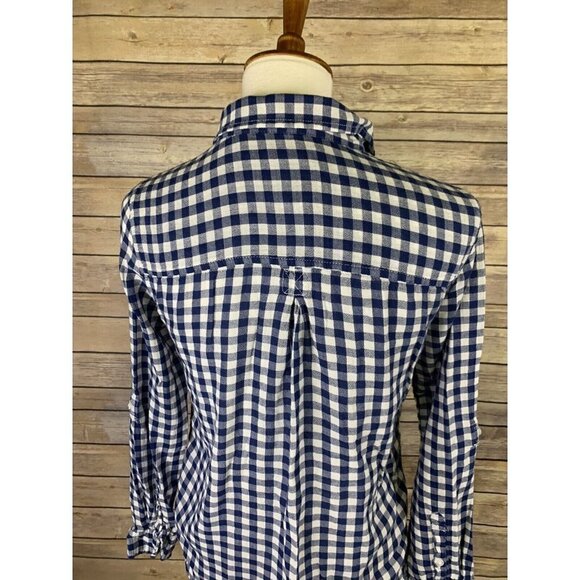 American Eagle Womens Small Boyfriend Fit Blue Buffalo Plaid Button Down m - Picture 5 of 9